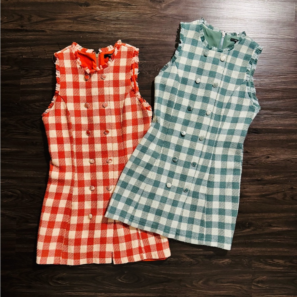 Two 70’s Inspired Checkered Sleeveless Dresses